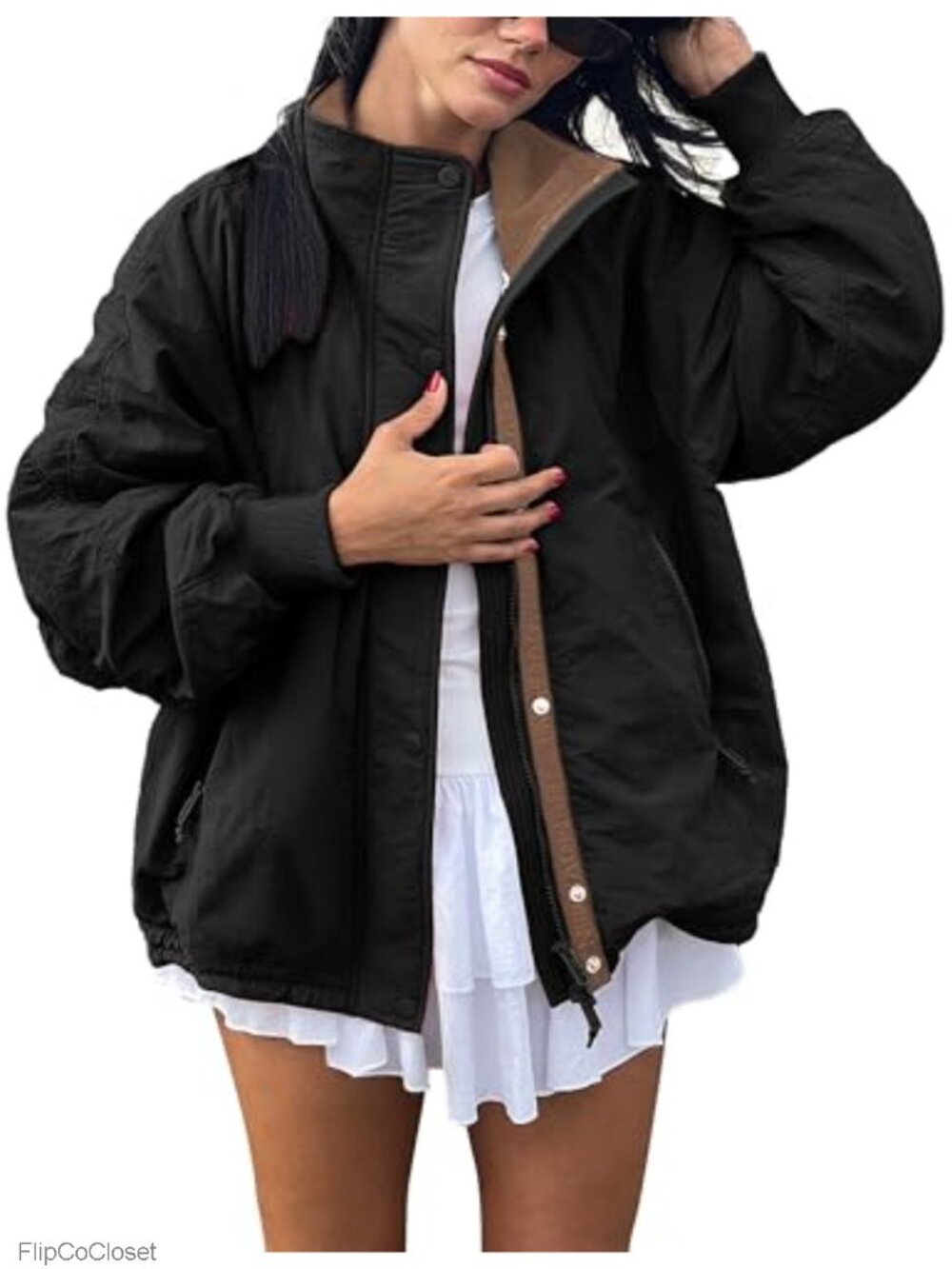 Fleece Lined Windproof Lightweight Outdoor Jacket Zip Front Coat